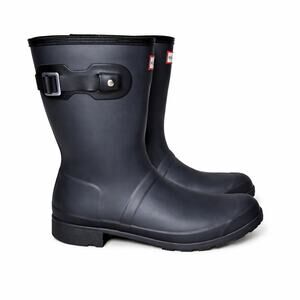 Hunter Original Tour Short Packable Rain Boots Luna Black Matte Womens Size 10